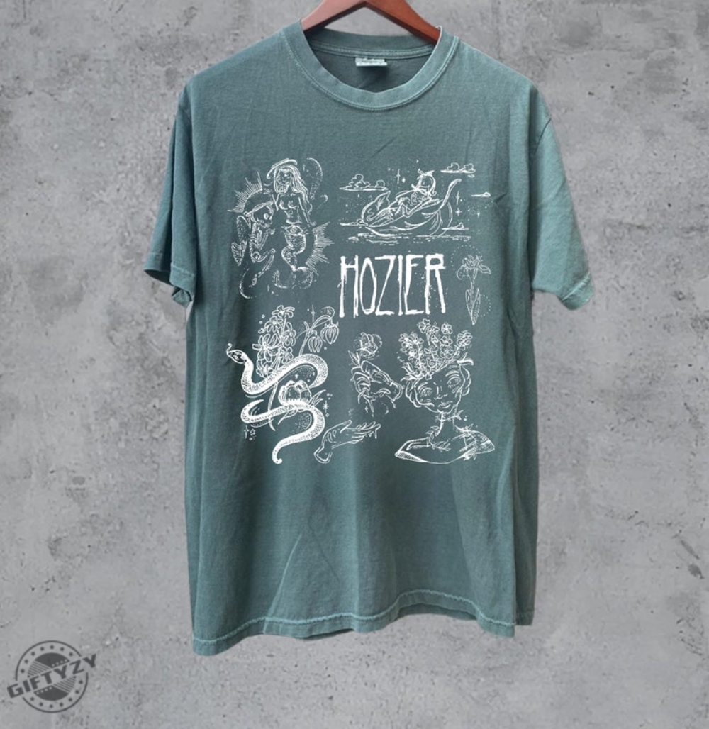 Hozier Shirt Hozier Doodle Art Shirt Hozier Lyrics Art Tattoo Album Graphic Shirt Tour Gift For Fan