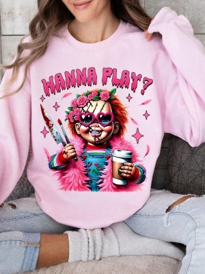 Halloween Chucky Shirt Horror Shirt Horror Movie Shirt Chucky Wanna Play Shirt Hello Kitty Chucky Shirt revetee 3