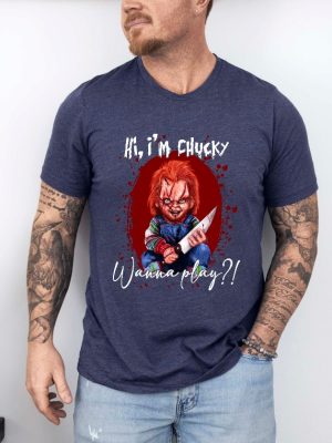 Halloween Chucky Shirt Horror Shirt Chucky Wanna Play Sweatshirt Hello Kitty Chucky Shirt revetee 3