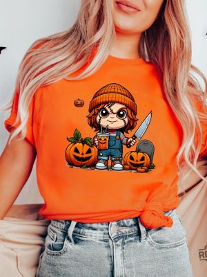 Halloween Chucky Shirt Halloween Horror Characters Shirt Chucky Hoodie Hello Kitty Chucky Shirt revetee 4