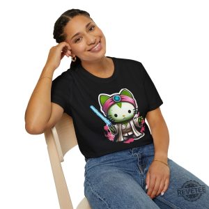 Galactic Kitty T Shirt Jedi Kitty Shirt Cute Jedi T Shirt Master Hello Cat Tee Sci Fi Movie Shirt revetee 2