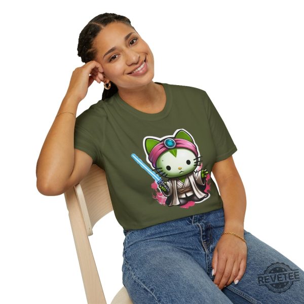 Galactic Kitty T Shirt Jedi Kitty Shirt Cute Jedi T Shirt Master Hello Cat Tee Sci Fi Movie Shirt revetee 3