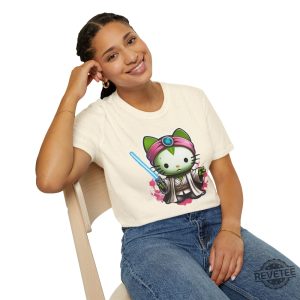 Galactic Kitty T Shirt Jedi Kitty Shirt Cute Jedi T Shirt Master Hello Cat Tee Sci Fi Movie Shirt revetee 4