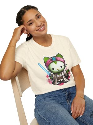 Galactic Kitty T Shirt Jedi Kitty Shirt Cute Jedi T Shirt Master Hello Cat Tee Sci Fi Movie Shirt revetee 4