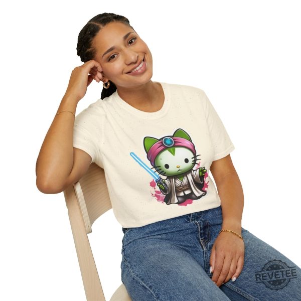 Galactic Kitty T Shirt Jedi Kitty Shirt Cute Jedi T Shirt Master Hello Cat Tee Sci Fi Movie Shirt revetee 4