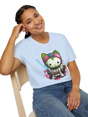 Galactic Kitty T Shirt Jedi Kitty Shirt Cute Jedi T Shirt Master Hello Cat Tee Sci Fi Movie Shirt revetee 6