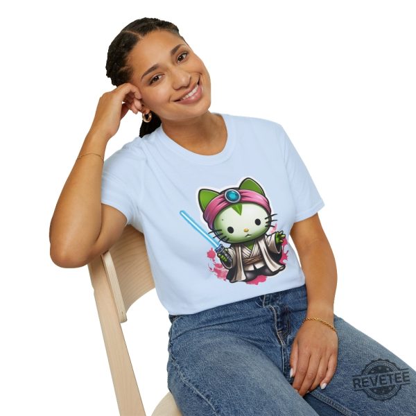 Galactic Kitty T Shirt Jedi Kitty Shirt Cute Jedi T Shirt Master Hello Cat Tee Sci Fi Movie Shirt revetee 6