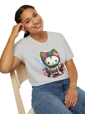 Galactic Kitty T Shirt Jedi Kitty Shirt Cute Jedi T Shirt Master Hello Cat Tee Sci Fi Movie Shirt revetee 7