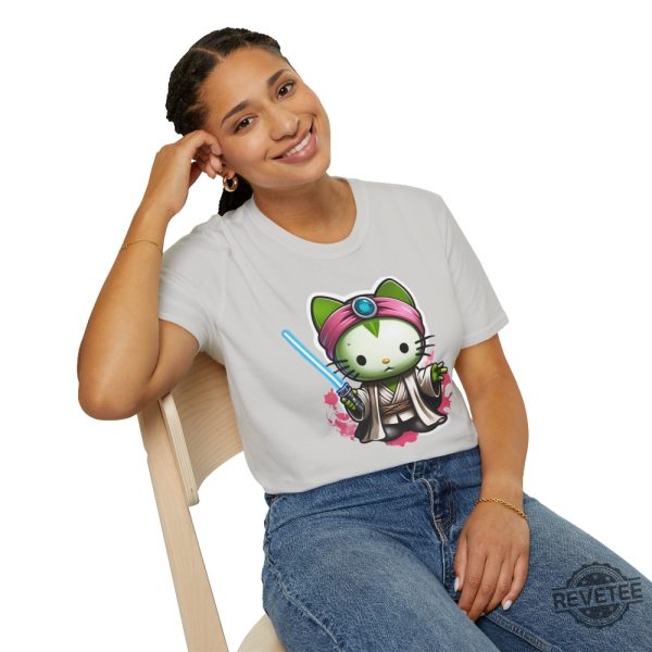 Galactic Kitty T Shirt Jedi Kitty Shirt Cute Jedi T Shirt Master Hello Cat Tee Sci Fi Movie Shirt revetee 7