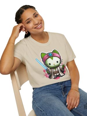 Galactic Kitty T Shirt Jedi Kitty Shirt Cute Jedi T Shirt Master Hello Cat Tee Sci Fi Movie Shirt revetee 8