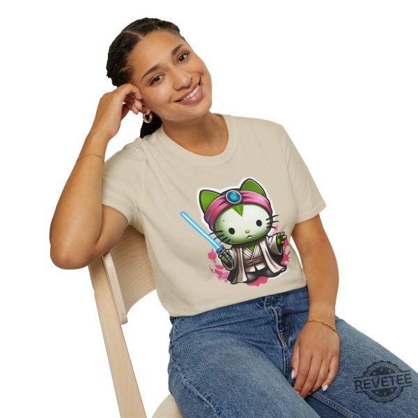 Galactic Kitty T Shirt Jedi Kitty Shirt Cute Jedi T Shirt Master Hello Cat Tee Sci Fi Movie Shirt revetee 8