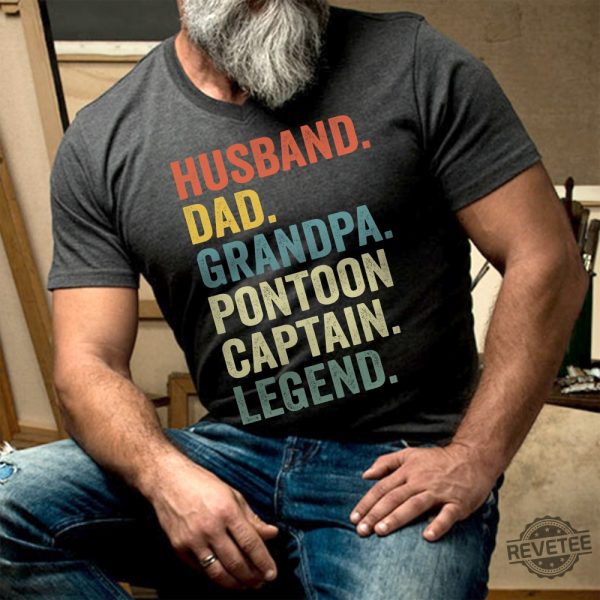 Husband Dad Pontoon Captain Legend Shirt Fathers Day Gift Funny Boat Shirt For Husband revetee 2