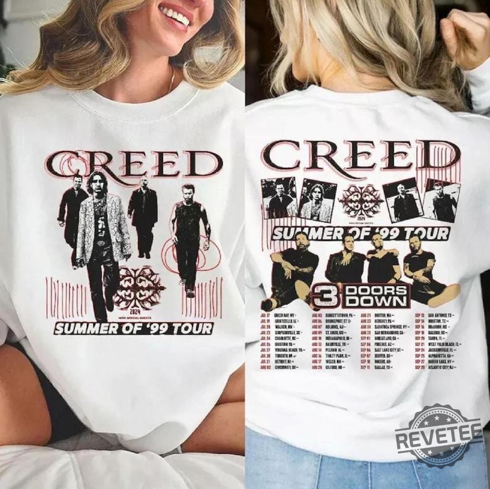 Creed 2024 Tour Summer Of 99 Tour T Shirt Creeds 3 Doors Down Tour Concert T Shirt Creed The Band