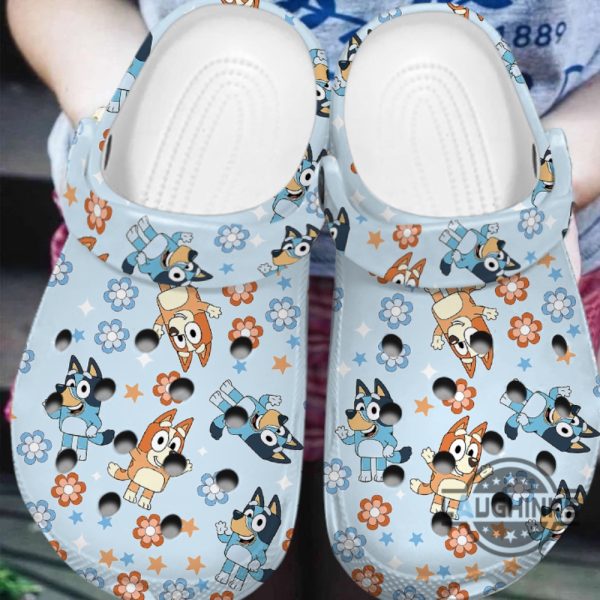 bandit heeler bingo and bluey floral crocs clog shoes