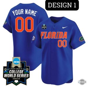 ncaa personalized florida gators baseball jersey shirt 2024 white blue and orange version laughinks 1