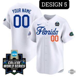 ncaa personalized florida gators baseball jersey shirt 2024 white blue and orange version laughinks 5