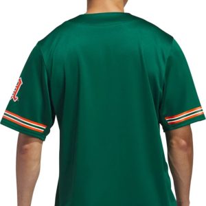 adidas dark green miami hurricanes baseball jersey shirt replica