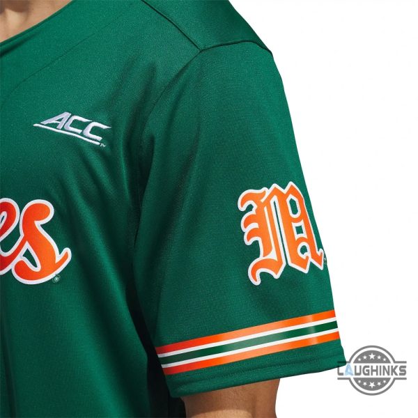 adidas dark green miami hurricanes baseball jersey shirt replica