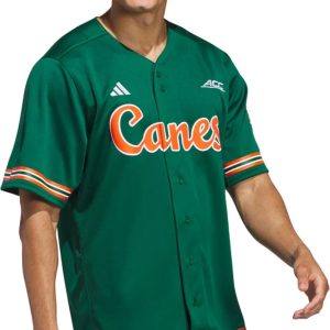 adidas dark green miami hurricanes baseball jersey shirt replica