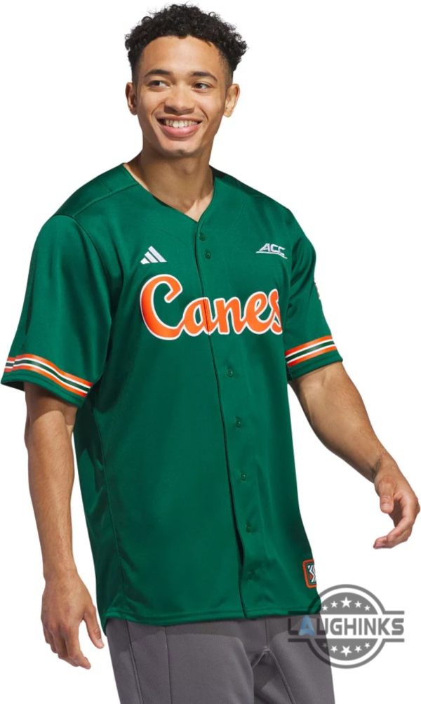 adidas dark green miami hurricanes baseball jersey shirt replica