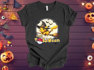 Happy Pokeween Shirt Pkm Halloween Sweatshirt Cartoon Anime Hoodie Pikachu Halloween Tshirt Halloween Party Shirt giftyzy 3