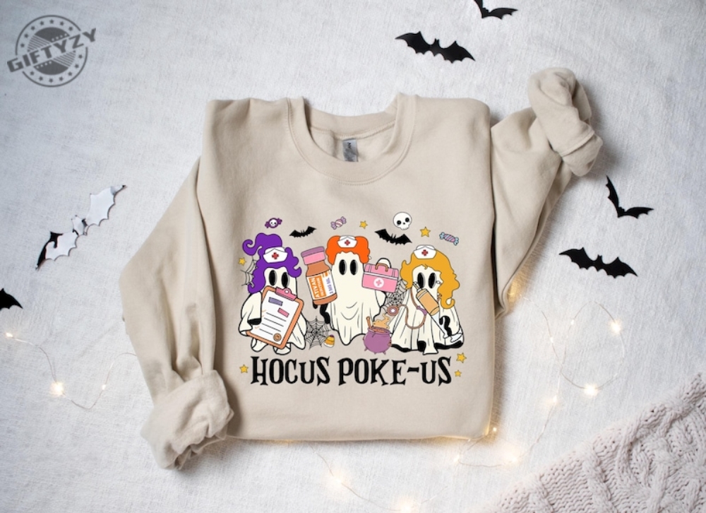 Hocus Pokeus Witch Nurse Halloween Shirt Medical Lab Tech Halloween Sweatshirt Er Crew Tshirt Spooky Health Professional Hoodie Hocus Pokeus Gift