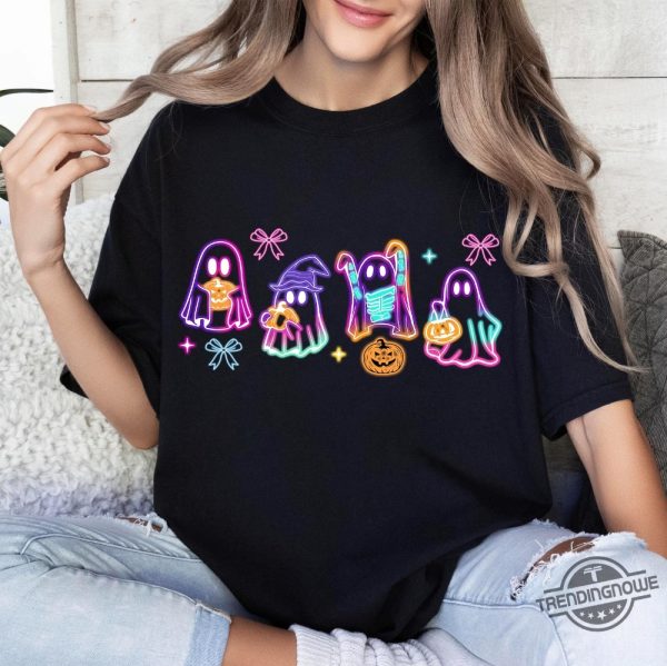 Coquette Halloween Neon Shirt Halloween Ghost Neon T Shirt Halloween Mama Shirt Spooky Season Tee Social Club Sweatshirt trendingnowe 1