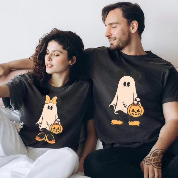 Retro Mickey Minnie Halloween Couple Shirts Mickey Ghost Shirt Minnie Ghost Shirt Spooky Season Shirt Disney Halloween trendingnowe 3