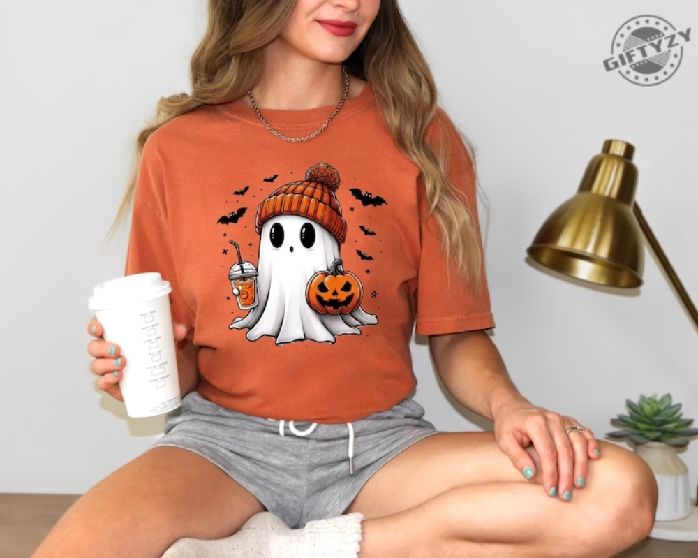 Halloween Ghost Shirt Cute Halloween Sweatshirt Halloween Womens Hoodie Spooky Season Tshirt Trick Or Treat Shirt giftyzy 1