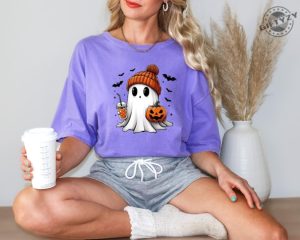 Halloween Ghost Shirt Cute Halloween Sweatshirt Halloween Womens Hoodie Spooky Season Tshirt Trick Or Treat Shirt giftyzy 5