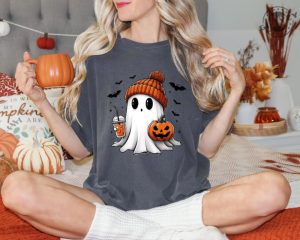 Halloween Ghost Shirt Cute Halloween Sweatshirt Halloween Womens Hoodie Spooky Season Tshirt Trick Or Treat Shirt giftyzy 6