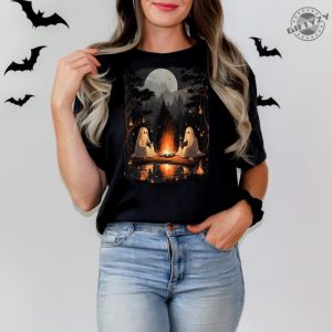 Camping Halloween Ghost Reading Book Shirt Halloween Costume Hoodie Spooky Season Sweatshirt Women Fall Tshirt Halloween Party Tee giftyzy 6