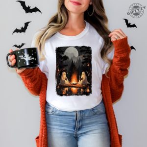 Camping Halloween Ghost Reading Book Shirt Halloween Costume Hoodie Spooky Season Sweatshirt Women Fall Tshirt Halloween Party Tee giftyzy 8