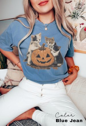 Vintage 90S Cat Halloween Shirt Spooky Season Tshirt Pumpkin Sweatshirt Cat Lover Hoodie Black Cat Shirt giftyzy 7