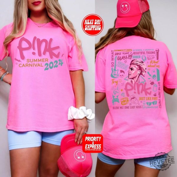 Pink Tour Tshirt Pink Summer Carnival Setlist Pink Summer Carnival Tour Setlist P Nk Tour 2024 revetee 1