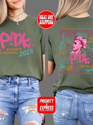 Pink Tour Tshirt Pink Summer Carnival Setlist Pink Summer Carnival Tour Setlist P Nk Tour 2024 revetee 3