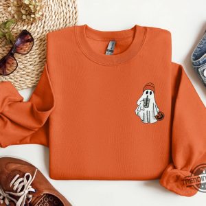 Ghost Embroidered Sweatshirt Little Ghost Ice Coffee Shirt Halloween Sweatshirt Halloween Embroidered Sweatshirt Ghost Sweatshirt trendingnowe 2