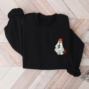 Ghost Embroidered Sweatshirt Little Ghost Ice Coffee Shirt Halloween Sweatshirt Halloween Embroidered Sweatshirt Ghost Sweatshirt trendingnowe 3