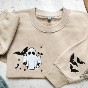 Ghost Embroidered Sweatshirt Little Ghost Bat Shirt Halloween Sweatshirt Halloween Embroidered Sweatshirt Ghost Sweatshirt trendingnowe 2