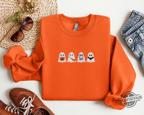 Embroidered Cute Ghost Sweatshirt Embroidered Halloween Shirt Halloween Ghost Sweatshirt Halloween Cute Ghost Shirt trendingnowe 1