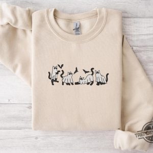 Embroidered Ghost Cat Sweatshirt Embroidered Halloween Shirt Halloween Ghost Cat Sweatshirt Funny Halloween Shirt trendingnowe 3