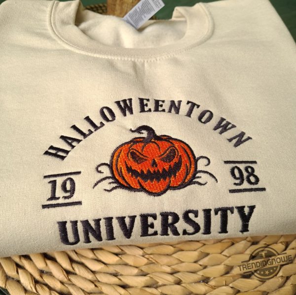 Halloween Town Embroidery Sweatshirt Vintage Embroidered Spooky Season Sweatshirt Halloween Pumpkin Sweatshirt trendingnowe 3