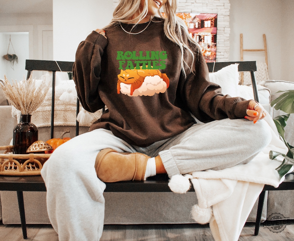 Rolling Fatties Sweatshirt Minimalist 420 Cat Weed Marijuana Tshirt Funny Cat Mom Themed Hoodie