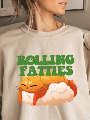 Rolling Fatties Sweatshirt Minimalist 420 Cat Weed Marijuana Tshirt Funny Cat Mom Themed Hoodie revetee 5