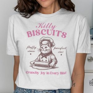 Kitty Biscuits Cat Baker Shirt Cute Cat Lover Gift Vintage Cat Graphic Tee Fluffy Biscuits Tshirt revetee 2