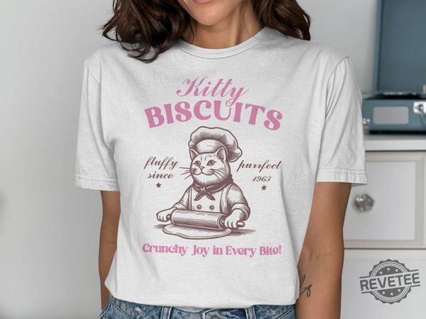 Kitty Biscuits Cat Baker Shirt Cute Cat Lover Gift Vintage Cat Graphic Tee Fluffy Biscuits Tshirt revetee 2