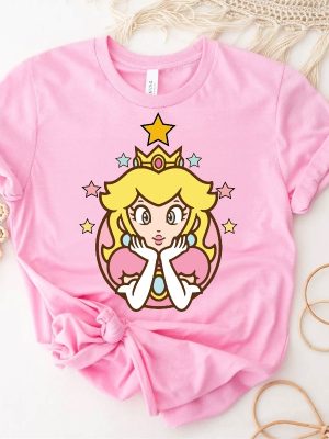 Princess Peach Star Shirt Princess Peach Shirt Princess Peach Crown Shirt Pink Princess Super Mario Shirt revetee 5