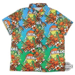 sunset skulls metallica hawaiian shirt and shorts reprinted