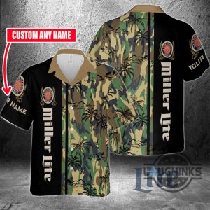 custom name camo tropical miller lite hawaiian shirt and short