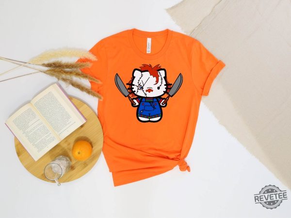 Hello Kitty Chucky Tshirts Halloween Hello Movie Kitty Shirt Kitty Horror Movie Villains Hello Kitty Chucky Shirt revetee 1